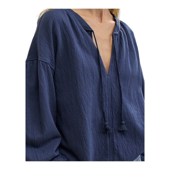 New!  Aerie Navy Crinkle Sweatshirt XL – Cozy Fall Essential - Picture 2 of 7